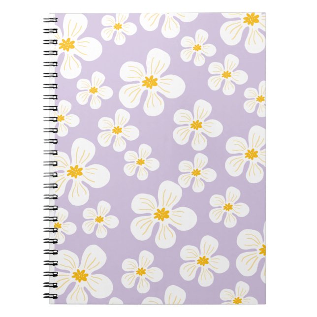 Cute White Flowers Design  for Back to School Notebook (Front)