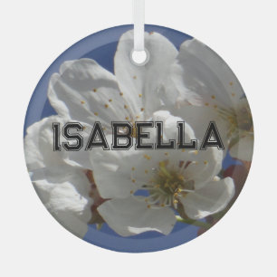 Cute White Flowers Glass Tree Decoration