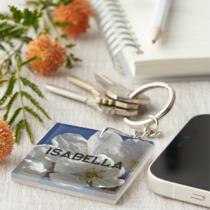Cute White Flowers Key Ring