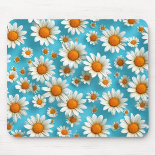Cute White flowers Mouse Mat