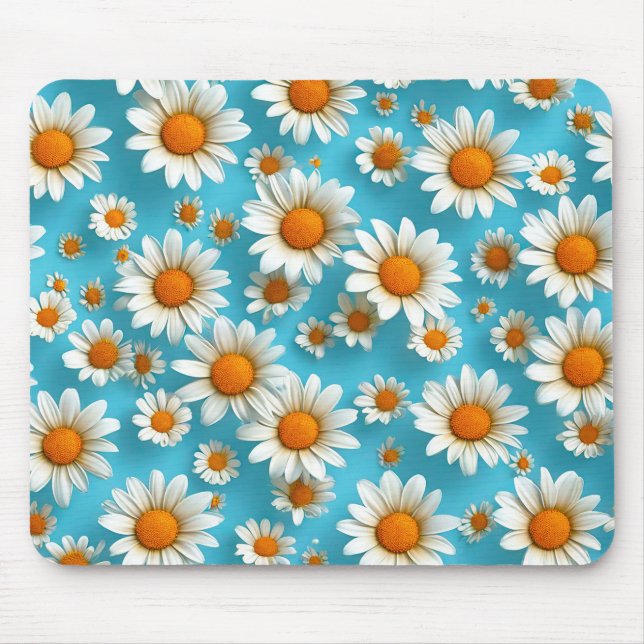 Cute White flowers Mouse Mat (Front)