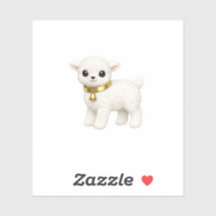 Cute White Fluffy Lamb Gold Bell Collar
