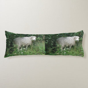 Cute White Fluffy Sheep Eating Body Pillow