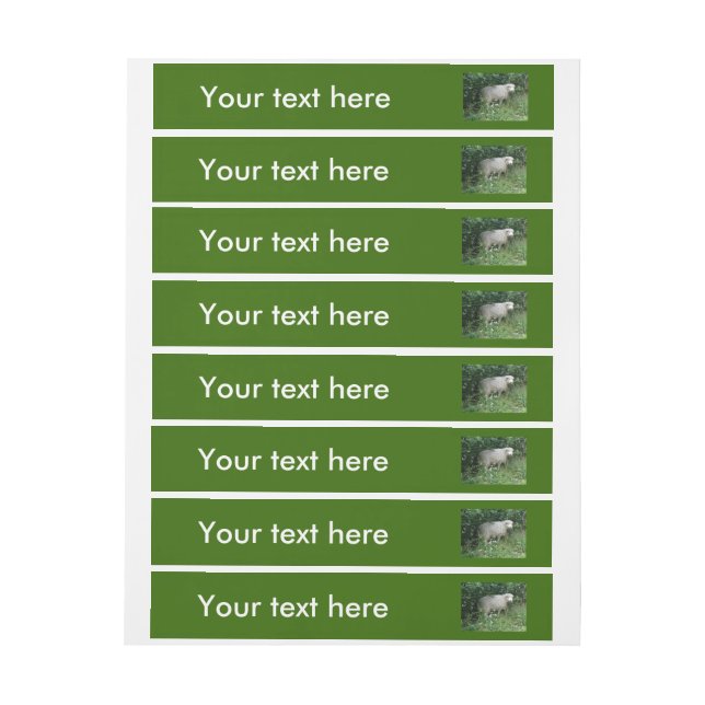 Cute White Fluffy Sheep Eating Customisable Labels (Sheet)