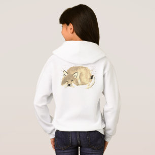 Cute white fox watercolor Forest Wildlife Girl