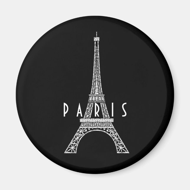 Cute white France Paris Eiffel tower Button Magnet (Front)
