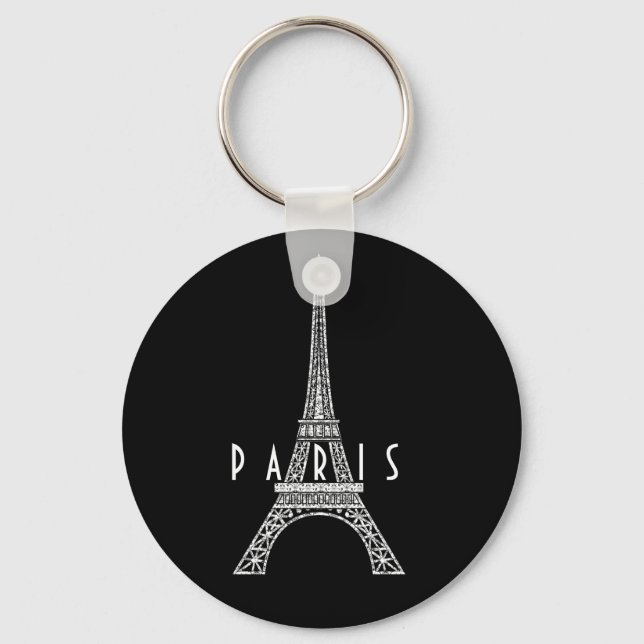 Cute white France Paris Eiffel tower Key Ring (Front)