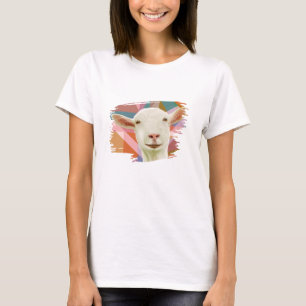 Cute White Goat Face Colourful Geometric T-Shirt