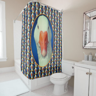 Cute White Goose Face Farm Animal Shower Curtain