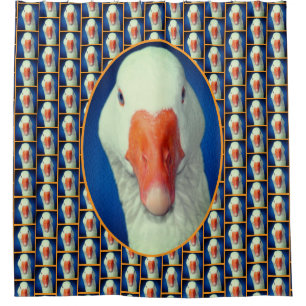 Cute White Goose Face Farm Animal Shower Curtain