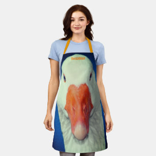Cute White Goose Face Personalised Apron