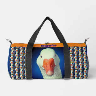 Cute White Goose Face Personalised Duffle Bag