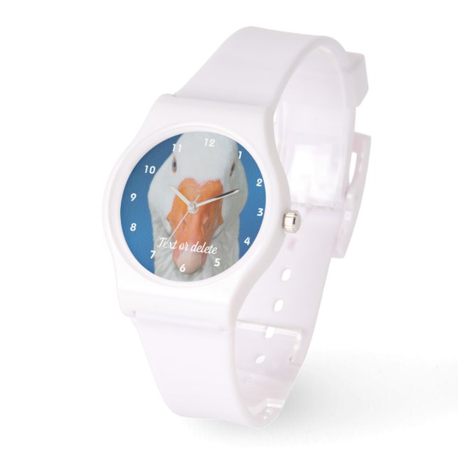 Cute White Goose Farm Animal Personalised Watch (Angle)