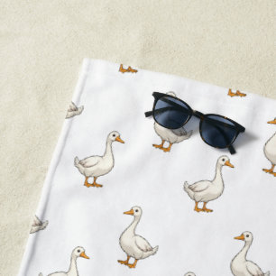 Cute White Goose Pattern Beach Towel