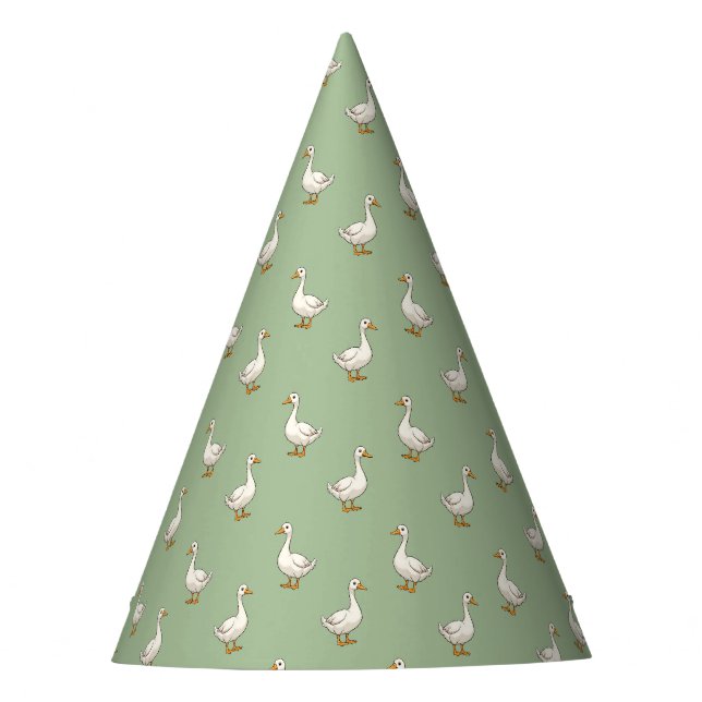 Cute White Goose Pattern Party Hat (Front)