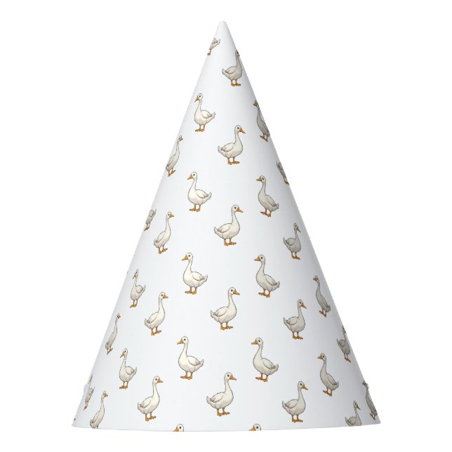 Cute White Goose Pattern Party Hat (Front)