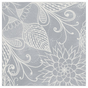 Cute White & Grey Dreamcatcher Feathers Mandala Fabric