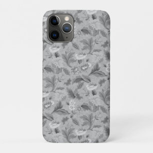 Cute white grey floral background design iPhone 11 pro case
