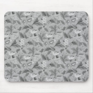 Cute white grey floral background design mouse mat