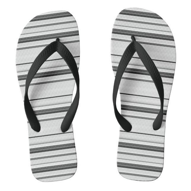 Cute white grey stripes flip flops (Footbed)