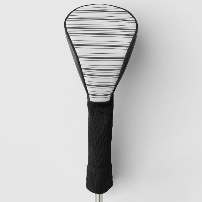 Cute white grey stripes golf head cover (Front)