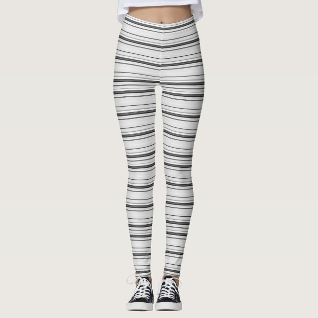 Cute white grey stripes leggings (Front)