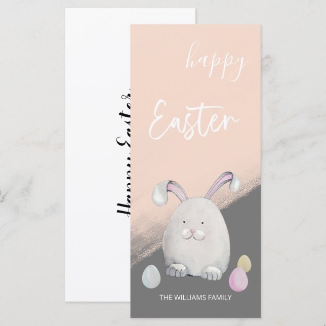 Cute White Happy Bunny Watercolor (Front/Back)