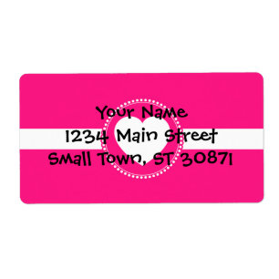 Cute White Heart in Scalloped Circle on Hot Pink