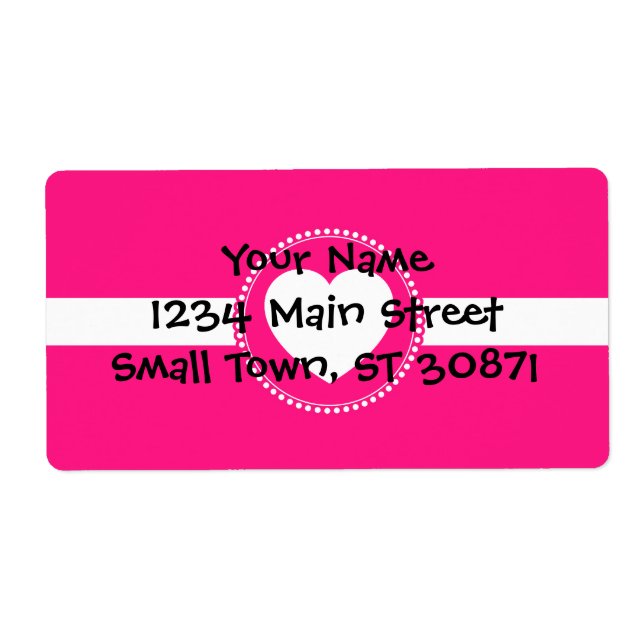 Cute White Heart in Scalloped Circle on Hot Pink (Front)