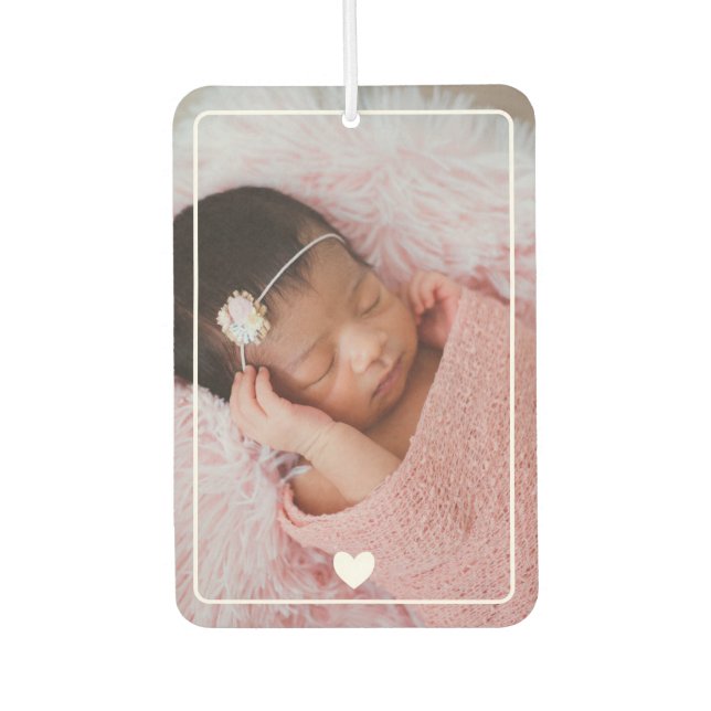 Cute White Heart With Photo Car Air Freshener (Front)