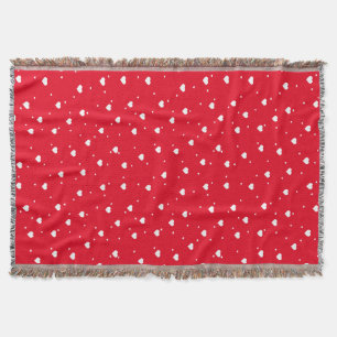Cute White Hearts On Red Seamless pattern Throw Blanket