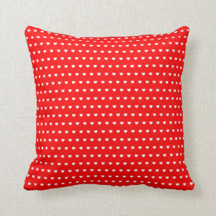Cute White Hearts Pattern on Flashy Red Cushion