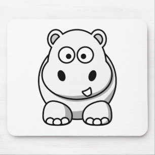 Cute White Hippo Mouse Mat