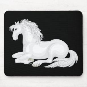Cute White Horse Love Equestrian Pony Love Black Mouse Mat