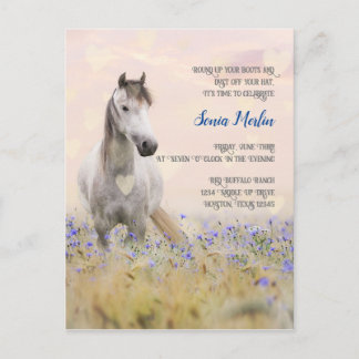 Cute White Horse Purple Flower Feminine Chic Postcard