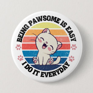 Cute white Kawaii cat 7.5 Cm Round Badge