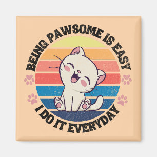 Cute white Kawaii cat Magnet