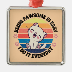 Cute white Kawaii cat Metal Tree Decoration