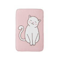 Cute White Kawaii Smiling Cat Pink