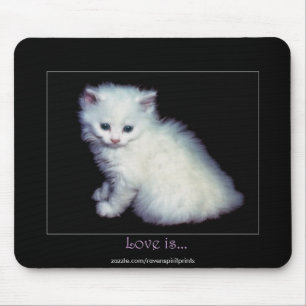 Cute White Kitten Art Mouse Mat