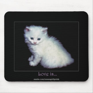 Cute White Kitten Art Mouse Mat