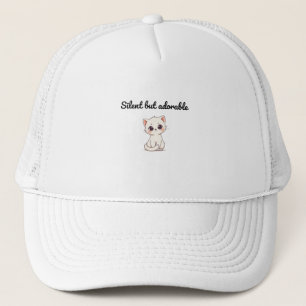 Cute White Kitten Cap – Fun Gift for Cat Lovers & 