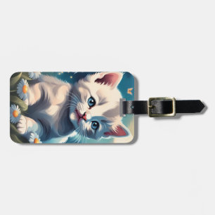 Cute White Kitten Cat Acrylic Luggage Tag