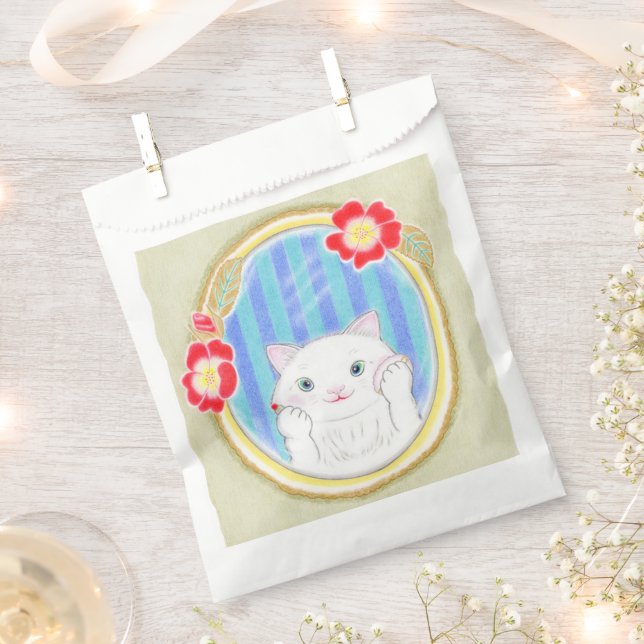 Cute White Kitten Cat  Favour Bag (Clipped)
