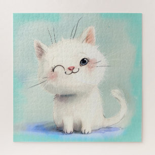 Cute White Kitten Jigsaw Puzzle