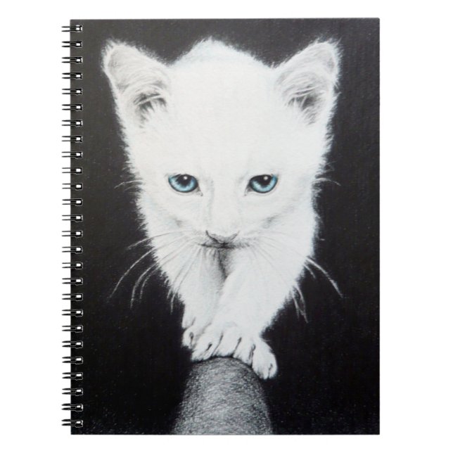 Cute white kitten pencil art Spiral notebook (Front)