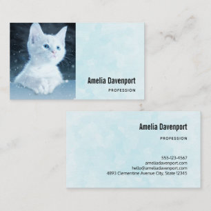 Cute White Kitten with Pretty Blue Eyes Business Card