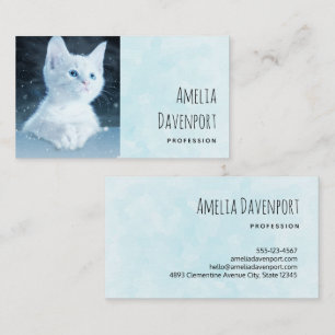 Cute White Kitten with Pretty Blue Eyes Business Card