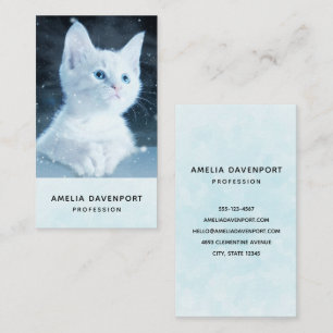 Cute White Kitten with Pretty Blue Eyes Business Card
