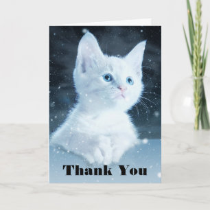 Cute White Kitten with Pretty Blue Eyes Thank You Card